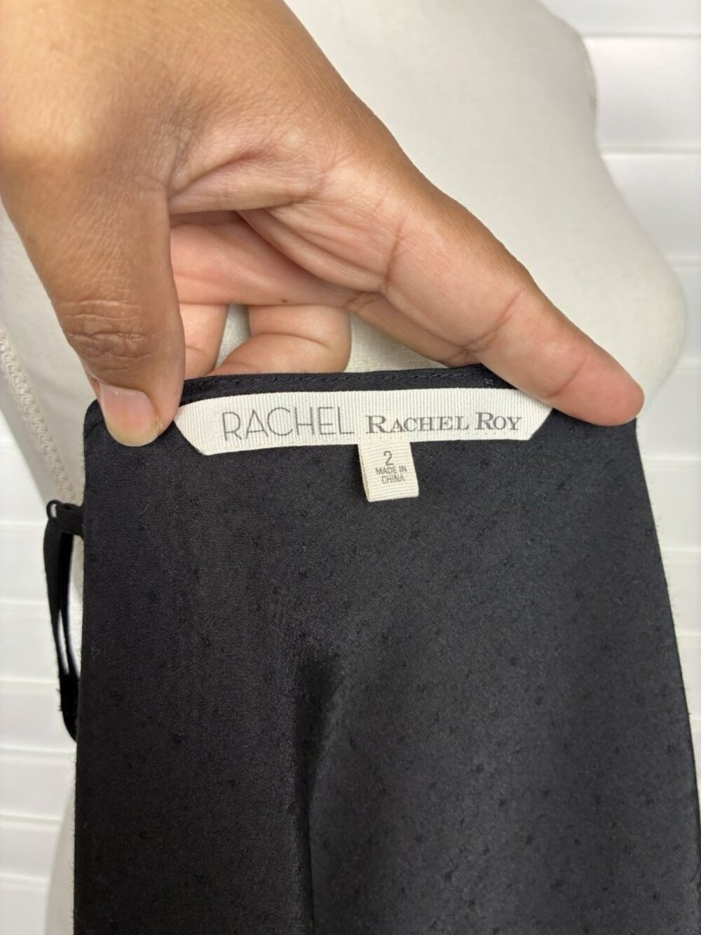 RACHEL Rachel Roy Women’s 2 Black Tonal Dot Mini Slip Dress Adjustable Straps - Picture 6 of 7